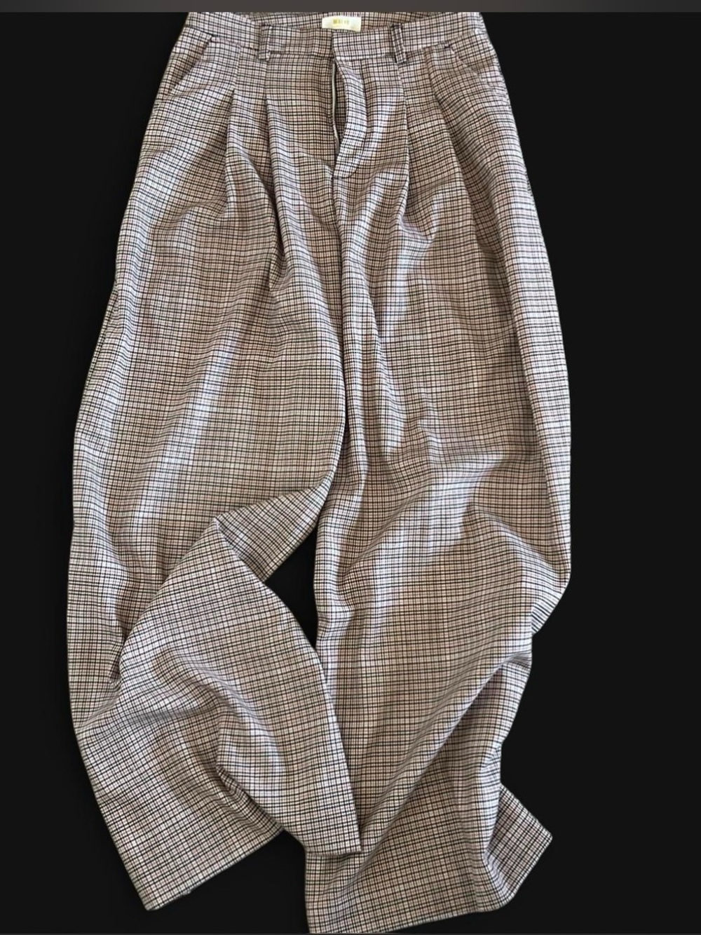 Anthropologie Plaid High-Rise Trousers in Gray and Pink
